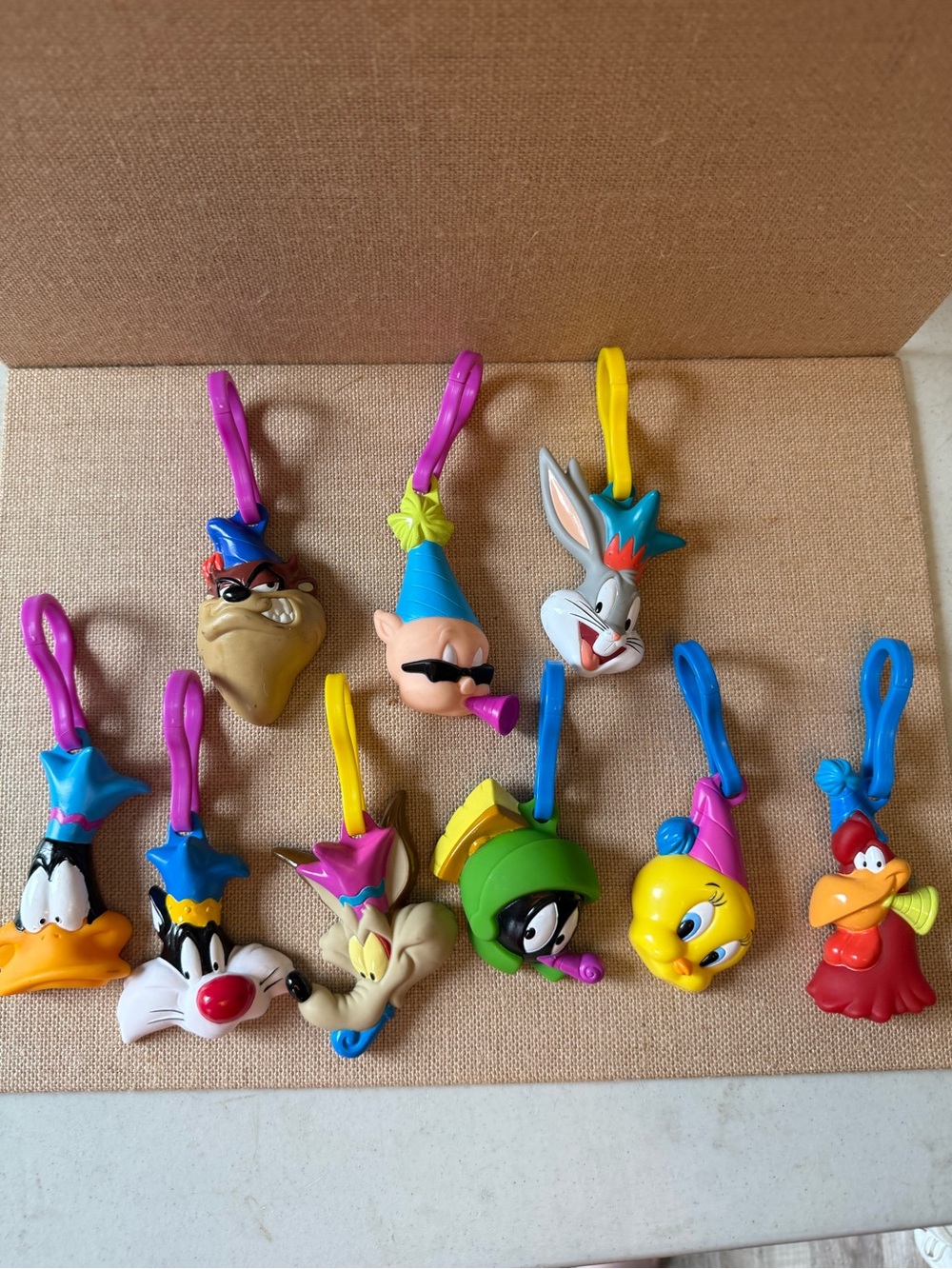 Warner Bros. Looney Tunes Character Keychain Set - Yellow, Blue, Pink, Green